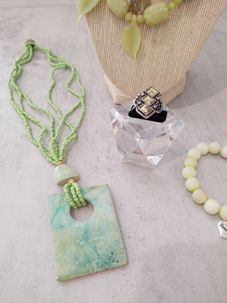 5 Pcs Green & Yellow Stone Jewelry Semi Precious Gemstone - Lot P130