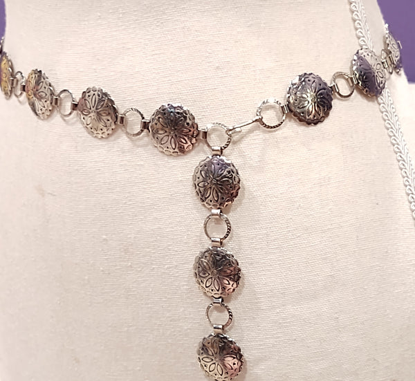 Concho Belt Waist Chain Silver Tone Adjustable