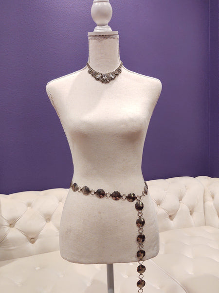 Concho Belt Waist Chain Silver Tone Adjustable