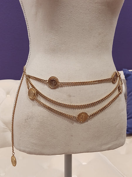 Vintage 3 Layer Belt Egyptian Lady Coin