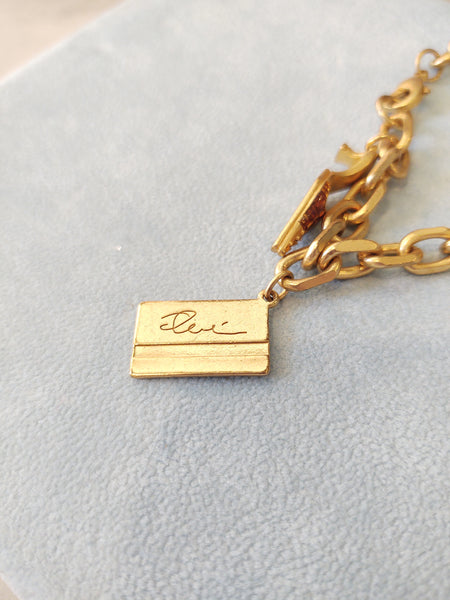 Vintage AVON Gold Tone Fashionista Charm Bracelet SIGNED 6 1/2" - Lot P2
