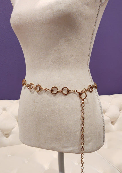 Vtg Horsebit Equestrian Belt Gold Tone Metal Chain