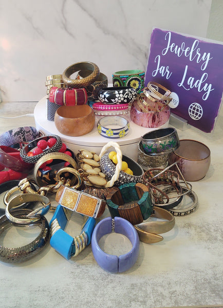 Box Of Bracelets Jewelry Wearable & Craft Jar Vintage To Now Reuse - Lot B35