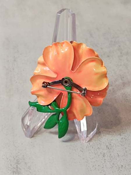 Orange ENAMEL FLOWER Vintage Polka Dot Pin Brooch - Lot 6