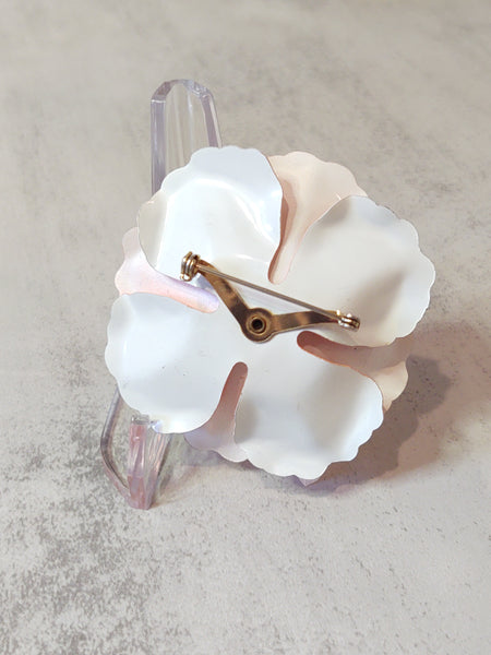 Peach ENAMEL FLOWER Vintage Pin Brooch - Lot F9