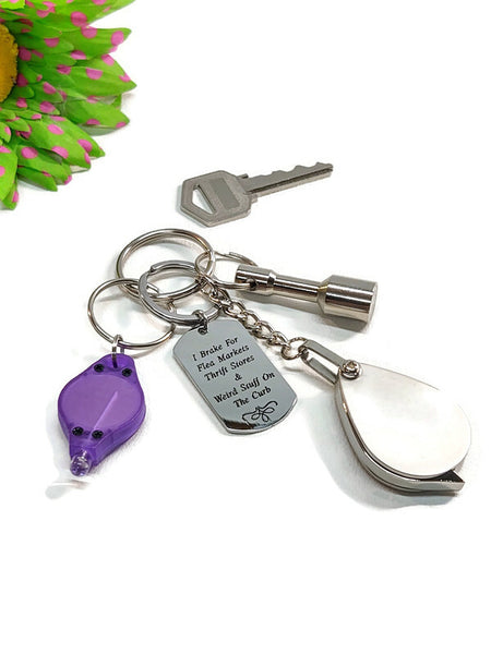 I Brake For Flea Markets Thrift Stores & Weird Stuff On The Street - Keychain Thrifters Version