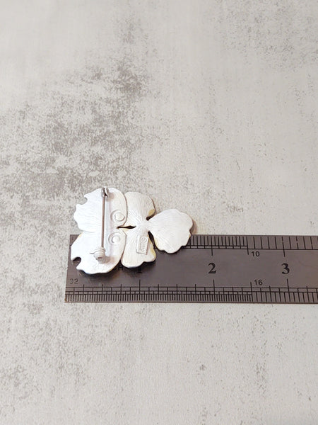 Signed KC Kenneth Cole Enameled Flower Pansy Brooch - F14