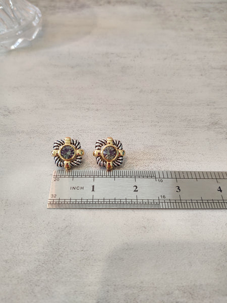 Cable Style Crystal Stud Clip On Earrings – Lot P36