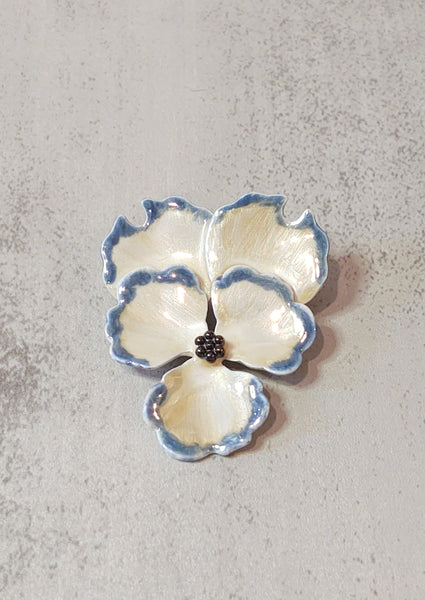 Signed KC Kenneth Cole Enameled Flower Pansy Brooch - F14