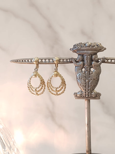 Sarah Coventry Rope Hoop Clip Earrings Gold Tone 1.75”– P106