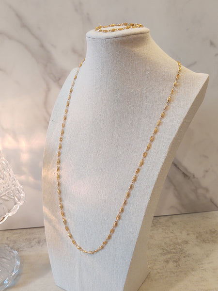 2 Pc Set Necklace Bracelet Gold Vintage Filigree Beaded - Lot P88