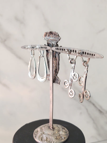 2 Pair Earrings Dangle Silver Tone Vintage To Now – Lot P45