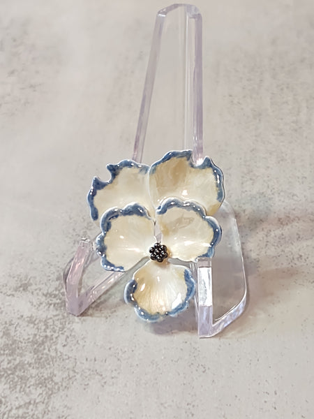 Signed KC Kenneth Cole Enameled Flower Pansy Brooch - F14