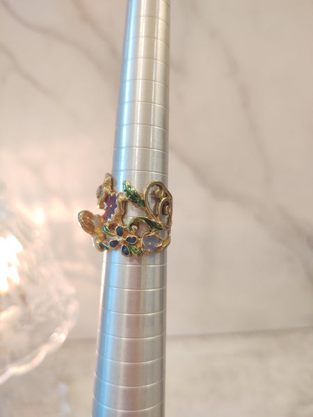 Enamel Butterfly Ring Gold Tone Size 7.5 – P109