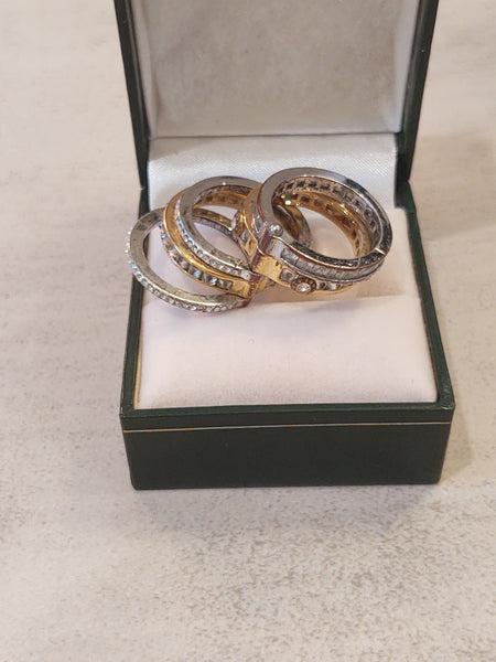 5 Band Stack CZ Ring Gold Tone Size 8 - P110