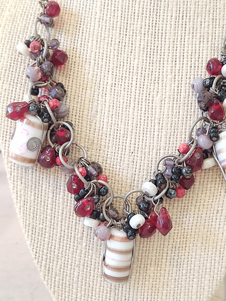 Art Glass Red Beaded Made In India Necklace – Lot P15