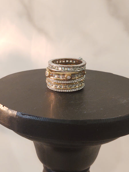5 Band Stack CZ Ring Gold Tone Size 8 - P110