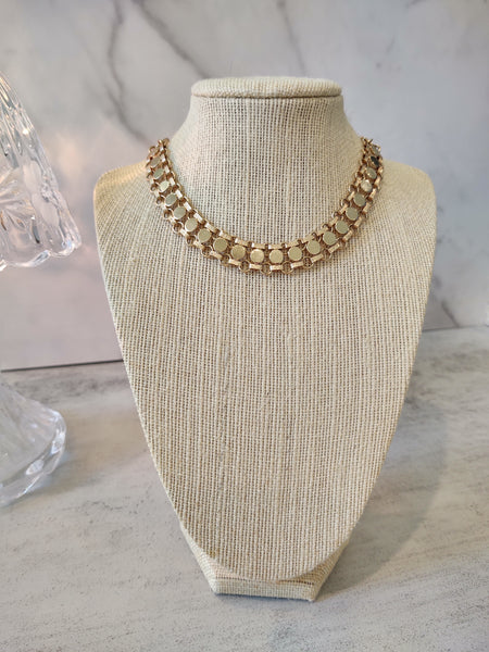 Vtg Sarah Coventry Gold Tone Fancy Chain Link Choker Necklace 16 Inch Vintage – Lot P9