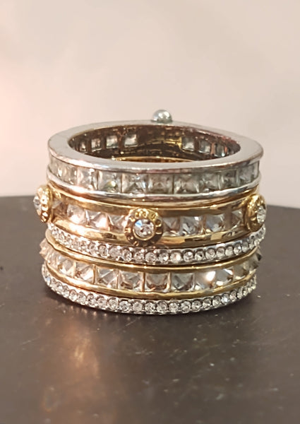 5 Band Stack CZ Ring Gold Tone Size 8 - P110