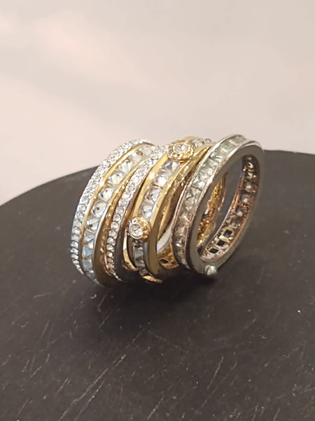 5 Band Stack CZ Ring Gold Tone Size 8 - P110