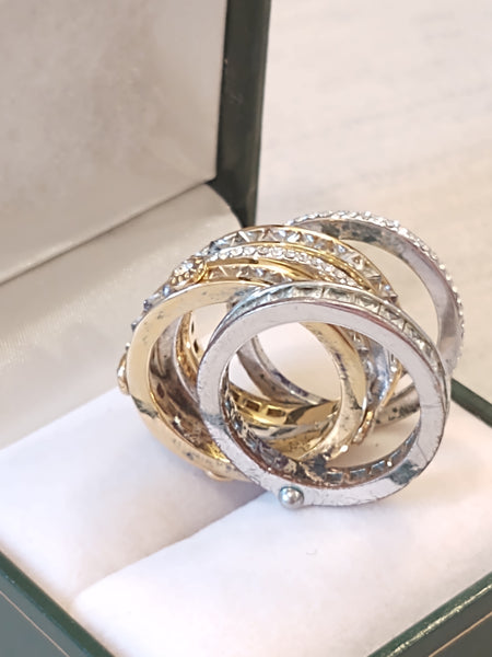 5 Band Stack CZ Ring Gold Tone Size 8 - P110