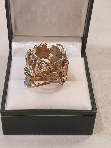 Enamel Butterfly Ring Gold Tone Size 7.5 – P109
