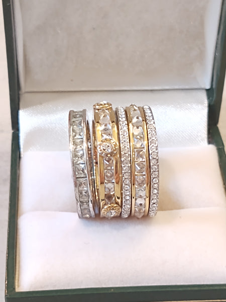 5 Band Stack CZ Ring Gold Tone Size 8 - P110