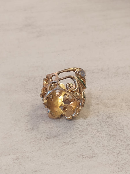 Enamel Butterfly Ring Gold Tone Size 7.5 – P109