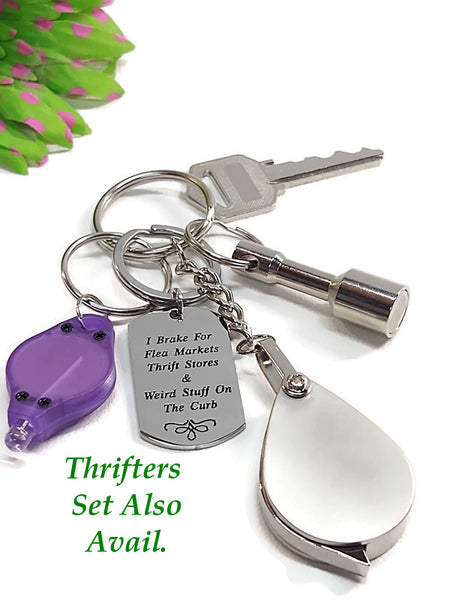 I Brake For Flea Markets Thrift Stores & Weird Stuff On The Street - Stainless Keychain