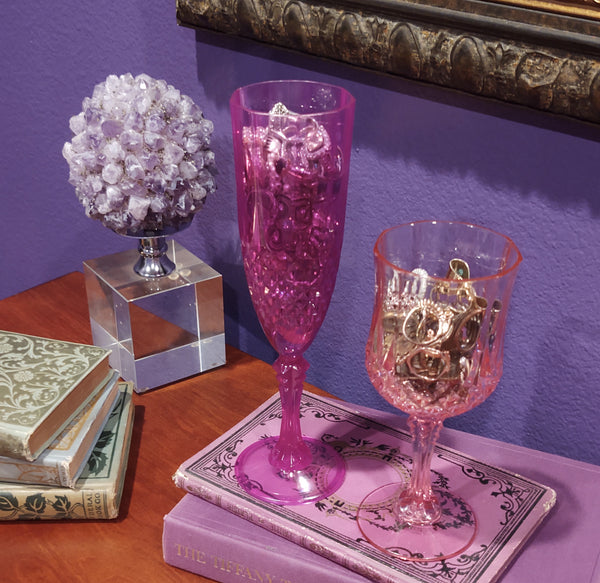 1/2 lb Craft Rings In A Wine Glass Repurpose Reuse Project Jewelry Grab Bag Vintage To Now