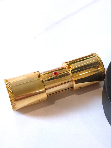 Vintage Telescopic Brass Desk Travel Clock Peek-A-Boo Lipstick Design