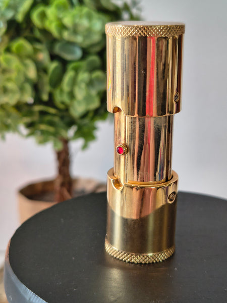 Vintage Telescopic Brass Desk Travel Clock Peek-A-Boo Lipstick Design