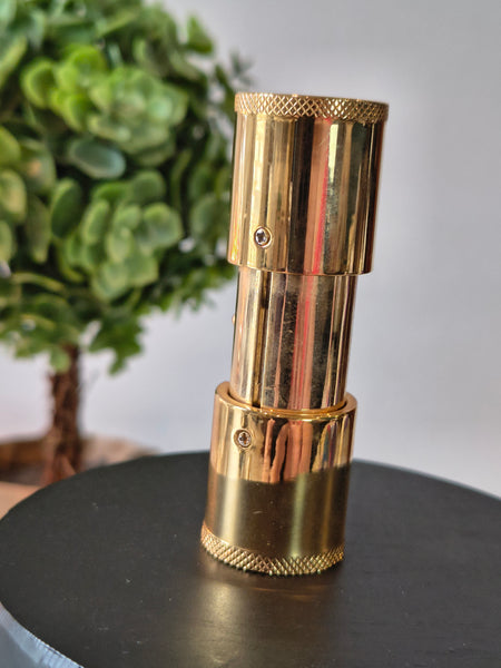 Vintage Telescopic Brass Desk Travel Clock Peek-A-Boo Lipstick Design
