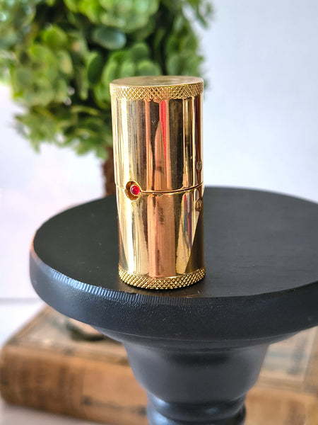 Vintage Telescopic Brass Desk Travel Clock Peek-A-Boo Lipstick Design