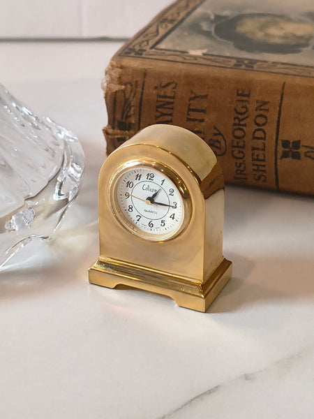 Collectible Collezio Brass Miniature Clock Untested