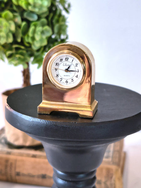 Collectible Collezio Brass Miniature Clock Untested
