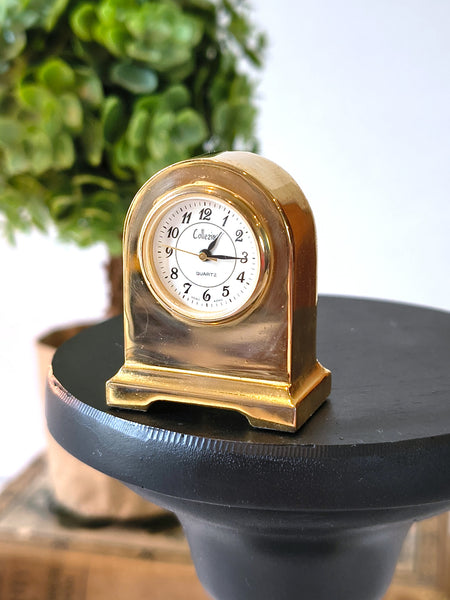 Collectible Collezio Brass Miniature Clock Untested
