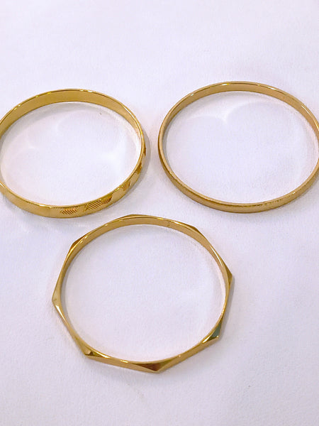 Signed Monet Bangle Bracelet Stack Lot Gold Tone 3 Pcs