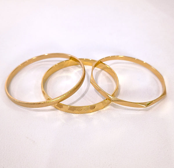 Signed Monet Bangle Bracelet Stack Lot Gold Tone 3 Pcs
