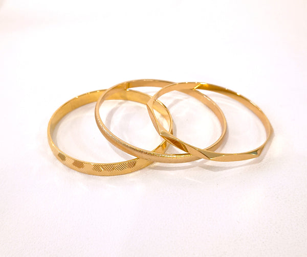 Signed Monet Bangle Bracelet Stack Lot Gold Tone 3 Pcs