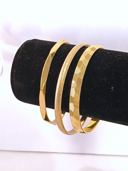 Signed Monet Bangle Bracelet Stack Lot Gold Tone 3 Pcs