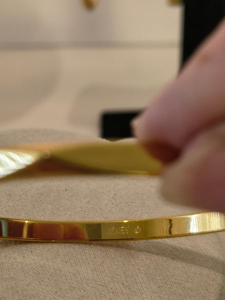 Signed Monet Bangle Bracelet Stack Lot Gold Tone 3 Pcs