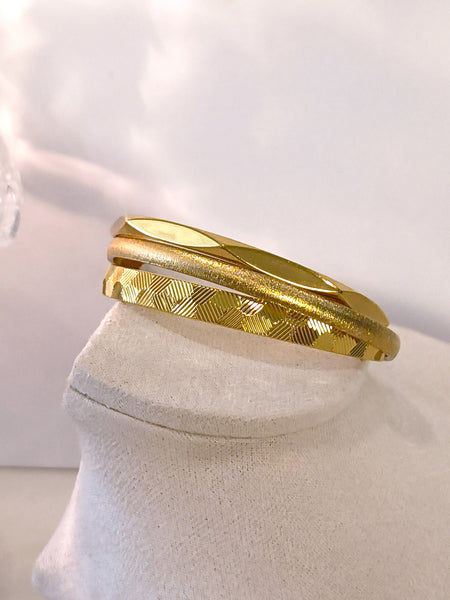 Signed Monet Bangle Bracelet Stack Lot Gold Tone 3 Pcs