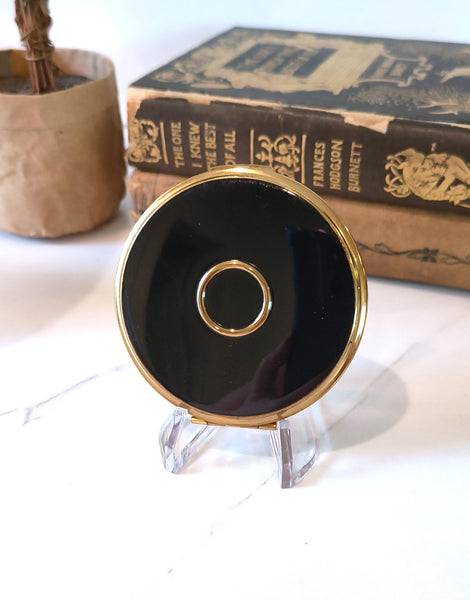 Vintage Charles Of The Ritz Black Enamel Compact