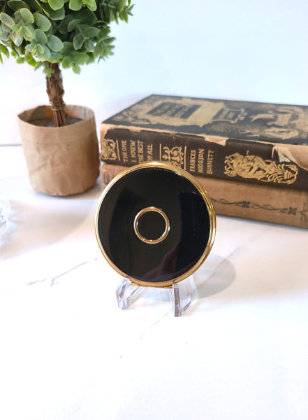 Vintage Charles Of The Ritz Black Enamel Compact