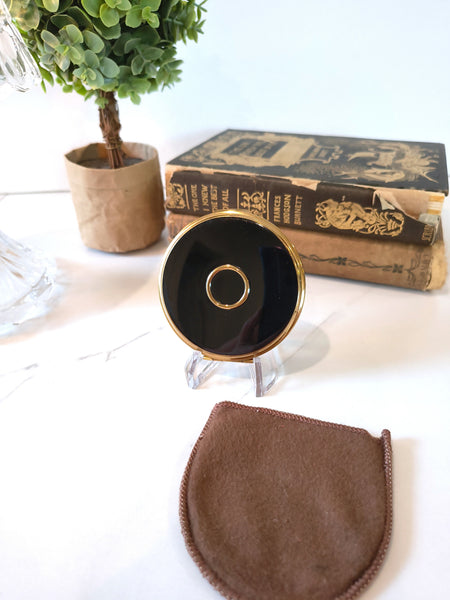 Vintage Charles Of The Ritz Black Enamel Compact