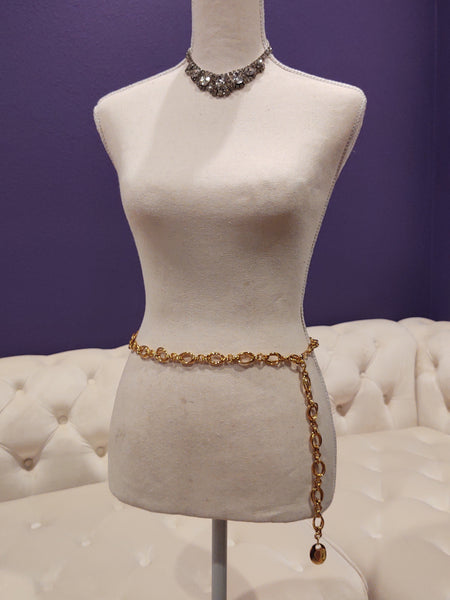 Vintage Belt Gold Tone Metal Chain Double Link