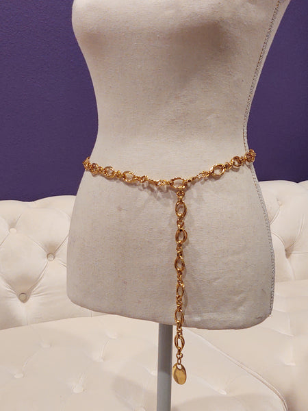 Vintage Belt Gold Tone Metal Chain Double Link