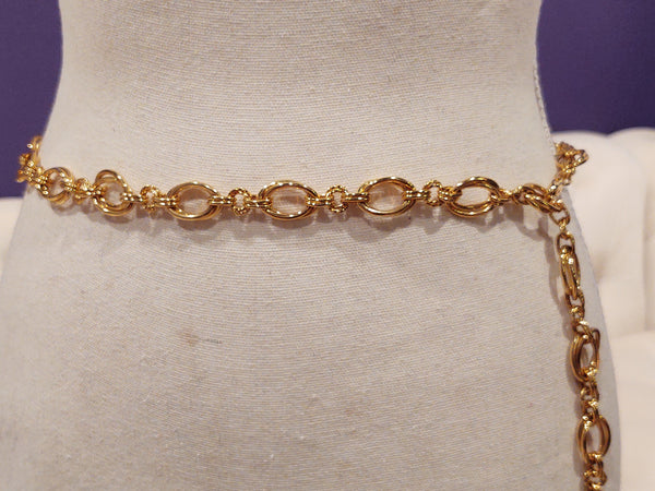 Vintage Belt Gold Tone Metal Chain Double Link