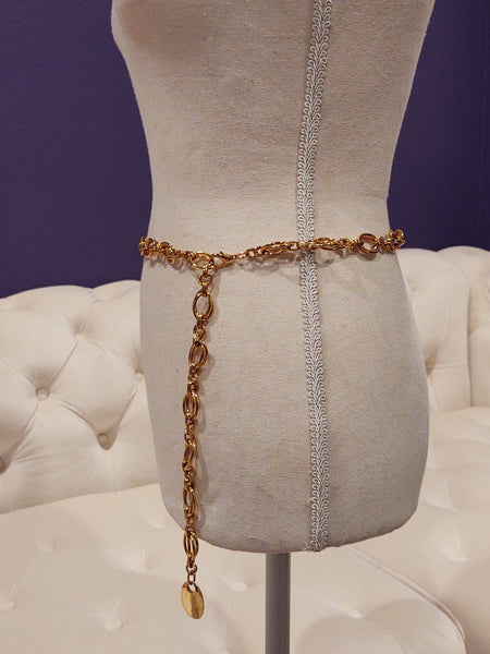 Vintage Belt Gold Tone Metal Chain Double Link